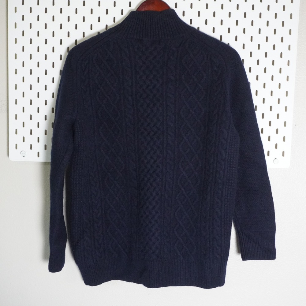 Uniqlo‎ +J Wool Cable Knit Mock Neck Sweater Navy Blue